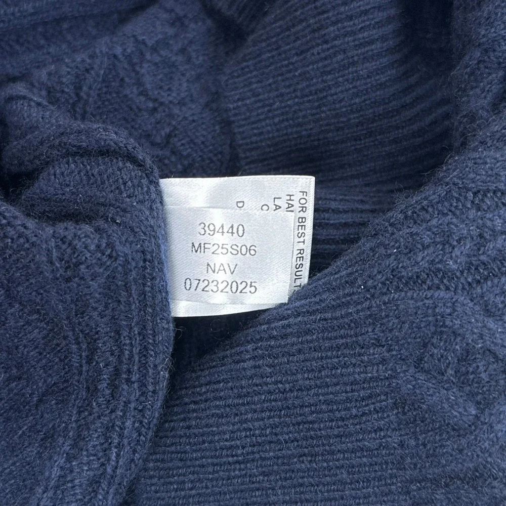 Peter Millar Mens Sweater L Blue Wool Yak Cashmere Crescent Ridge Cable 1/4 Zip